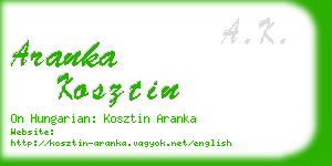 aranka kosztin business card